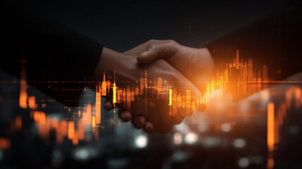 Business deal handshake finance investment partnership agreement cooperation graph