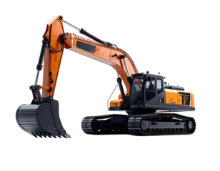 Fantasy Floating Excavator with Glowing Gears and Sparks – Surreal PNG