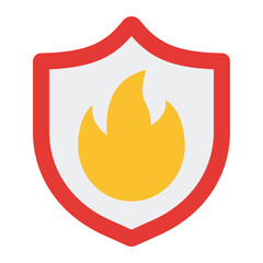 Fire protection icon. Safety insurance symbol. Fire damage and risk coverage collection. Flat Icon