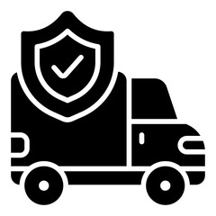 Shipping insurance icon. Delivery protection symbol. Cargo safety and package coverage collection. Glyph Icon