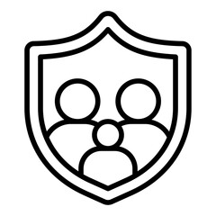 Family insurance icon. Household protection symbol. Health and life coverage collection. Outline Icon