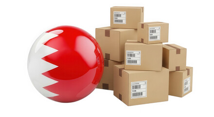 Bahrain export concept with shipping boxes isolated on transparent background