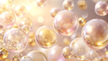Translucent Spheres with Golden Light and Bokeh Effects.