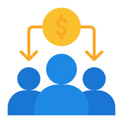 Divided icon. Split finance symbol. Business separation and economic division collection. Flat Icon