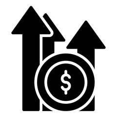 Rising prices icon. Cost increase symbol. Inflation and economy crisis collection. Glyph Icon