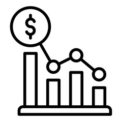 Decreasing bar chart icon. Business decline symbol. Financial loss and downturn collection. Outline Icon