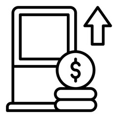 Fuel inflation icon. Rising gas price symbol. Energy cost and economy crisis collection. Outline Icon