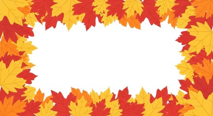 Autumn Leaves Frame, Colorful Fall Season Background.