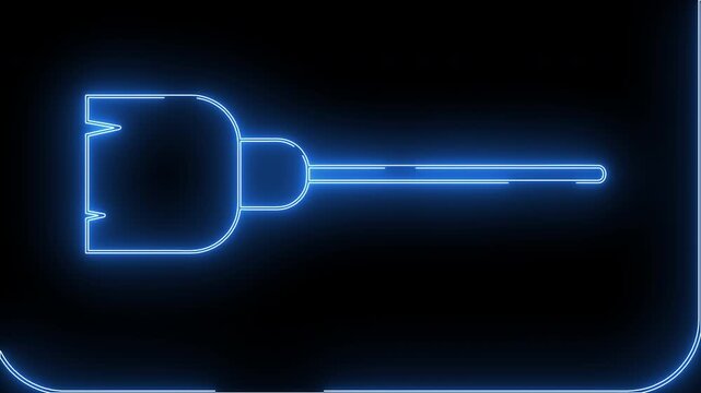 monitor screen icon and broom icon with neon effect
