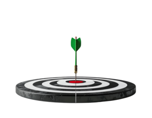 3. Fantasy Floating Darts Target with Glowing Green Arrow and Light Trails – Surreal PNG