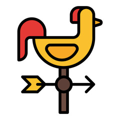 Weather vane icon. Wind direction symbol. Farm tool and gardening collection. Filled Line Icon