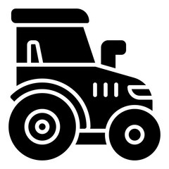 Tractor icon. Farming vehicle symbol. Agriculture machine and gardening collection. Glyph Icon