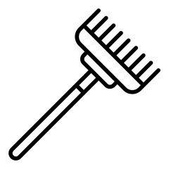 Rake icon. Garden rake symbol. Farming tool and soil cleaning collection. Outline Icon