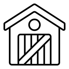 Shed icon. Garden shed symbol. Storage and farming building collection. Outline Icon
