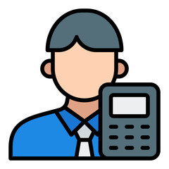 Accountant icon. Finance professional symbol. Business accounting and bookkeeping collection. Filled Line Icon