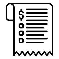 Receipt icon. Payment document symbol. Business transaction and proof collection. Outline Icon