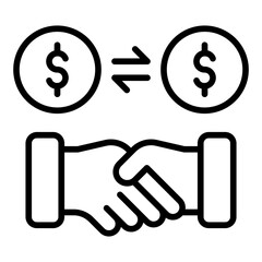 Transaction icon. Business exchange symbol. Finance record and payment collection. Outline Icon
