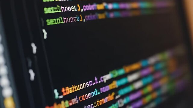 Colorful Code Display on Computer Screen in High Resolution