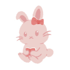 Cute Pink Bunny Holding a Book Illustration 