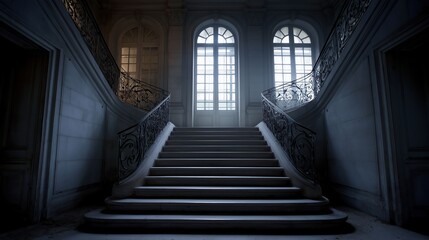 古い洋館の階段に残る残像