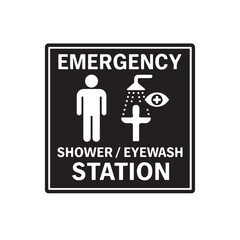 Emergency shower and eye wash station, silhouette vector illustration