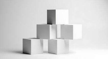 White Boxes Stacked Geometrically.