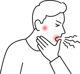 Man experiencing a painful cough, exhibiting symptoms of illness.