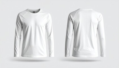 Long Sleeve Shirt Mockup Blank White Jersey Front and Back Display on White Background