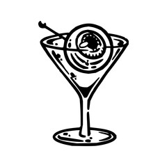 Halloween martini glass with eyeball vector illustration