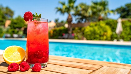 Refreshing summer drink by the pool (2)