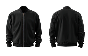 Black bomber jacket, front and back views (4)