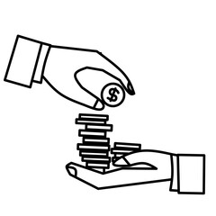 Hand Putting Coin on Stack of Money Illustration