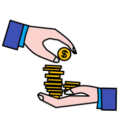 Hand Putting Coin on Stack of Money Illustration