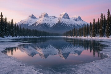 Snowy Mountain Reflection