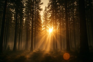 Sunrise in the Pine Forest