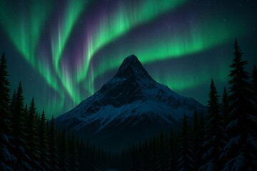 Vibrant Aurora Spectacle over Mountain