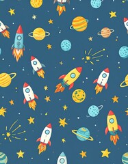 Space Rockets Pattern Design