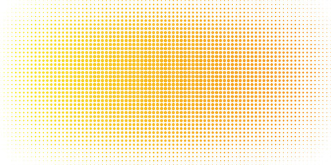 Naklejka premium Yellow halftone pattern. Retro comic gradient background. Bright orange pixelated dotted texture overlay. vector Eps 10
