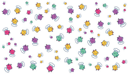 Cute Chef Chicken Random Pattern Vector