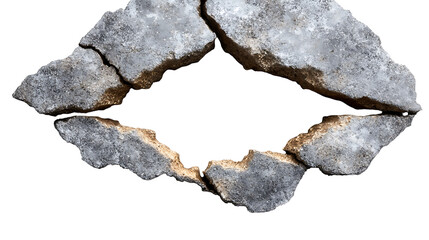 A frame of gray rocks in a diamond shape on a white isolated background