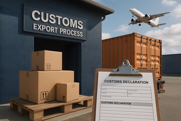 Image of customs declaration and export process. 