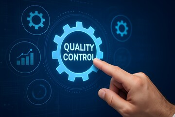 Quality control concept design on digital screen. 
