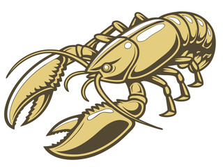 Luxury golden lobster vector illustration glossy finish scalable icon