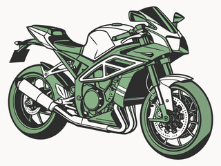 Vector scalable kawasaki ninja h2r hyperbike chrome green body illustration icon © freelancemoment