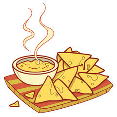 Delicious 3d nachos with hot cheese dip vector illustration scalable icon