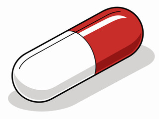 Red and white capsule pill vector illustration scalable medication healthcare medical icon