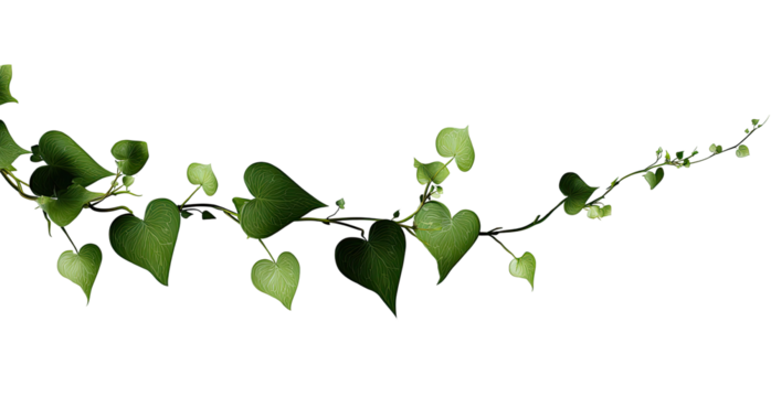 Close-up of a vine with heart-shaped leaves.  Dark green leaves and stems are outlined against a black background.  The leaves are slightly varied in size and shape