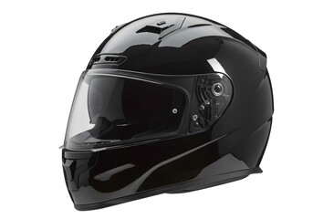 Fototapeta premium Sleek black motorcycle helmet with clear visor, ready for adventure and protection on the open road, promoting safety and style for riders