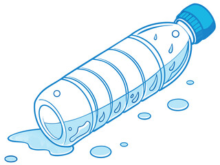 3d transparent plastic water bottle with blue cap vector illustration