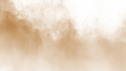 Brown dust sand soil smoke cloud particles isolated on a transparent background. Sandstorm effect, smog, dust explosion rising, Smoke fog overlay effect. Blurred soil dust.